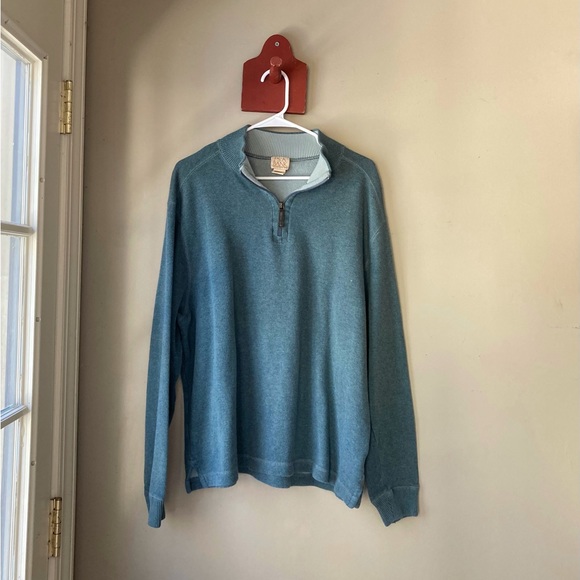 Jos. A. Bank Blue 100% Cotton Quarter Zip Pullover Sweater Men's XL - Picture 2 of 7